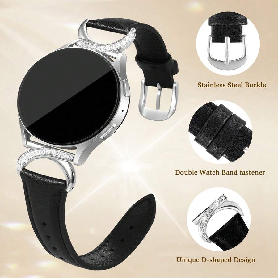 Luksuzna narukvica za sat od mikrovlakna sa C-oblikovanom kopčom sa dijamantom - kompatibilna sa Galaxy Watch 7/6/5/4 (40mm/45mm), Watch 6 Classic (43mm/50mm) i Watch 5 Pro (45mm)