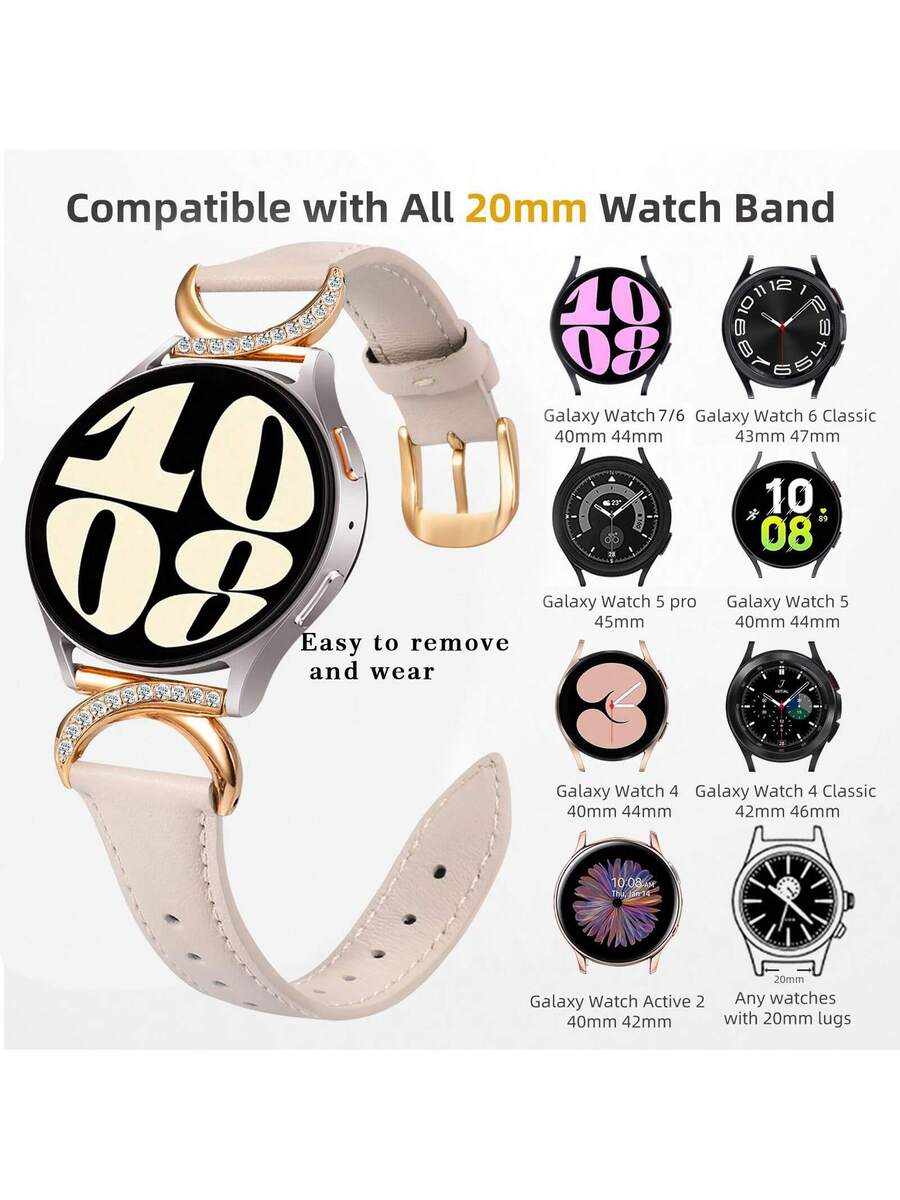 Luksuzna narukvica za sat od mikrovlakna sa C-oblikovanom kopčom sa dijamantom - kompatibilna sa Galaxy Watch 7/6/5/4 (40mm/45mm), Watch 6 Classic (43mm/50mm) i Watch 5 Pro (45mm)