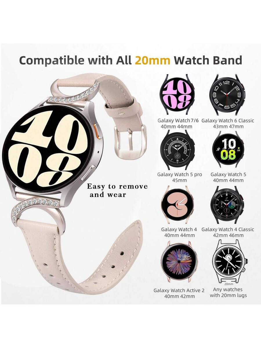 Luksuzna narukvica za sat od mikrovlakna sa C-oblikovanom kopčom sa dijamantom - kompatibilna sa Galaxy Watch 7/6/5/4 (40mm/45mm), Watch 6 Classic (43mm/50mm) i Watch 5 Pro (45mm)