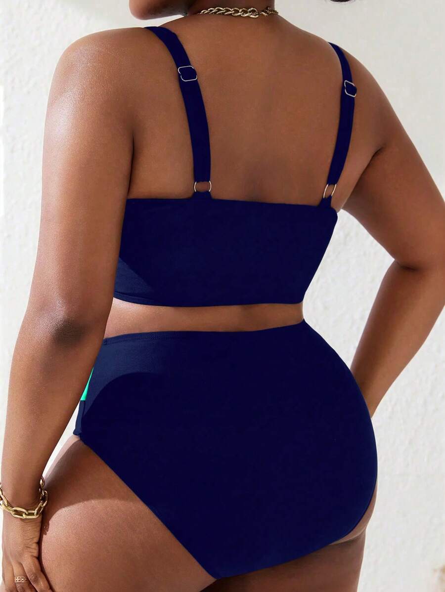 Ženski tankini set za plivanje plus size, 2 dela
