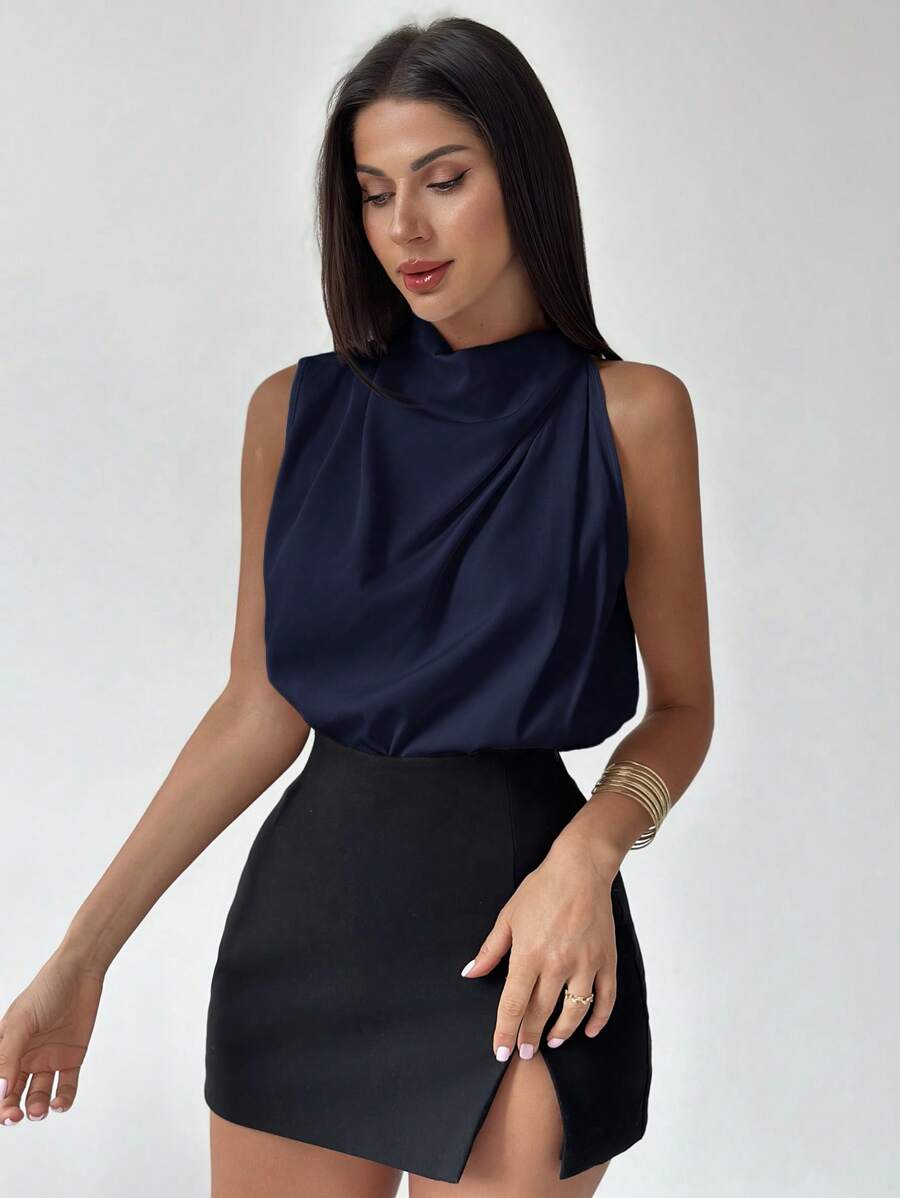 Ženska elegantna asimetrična košulja sa ruffles detaljima