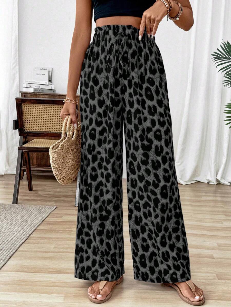 Ženske pantalone sa leopard printom, jesenja tkanina za žene