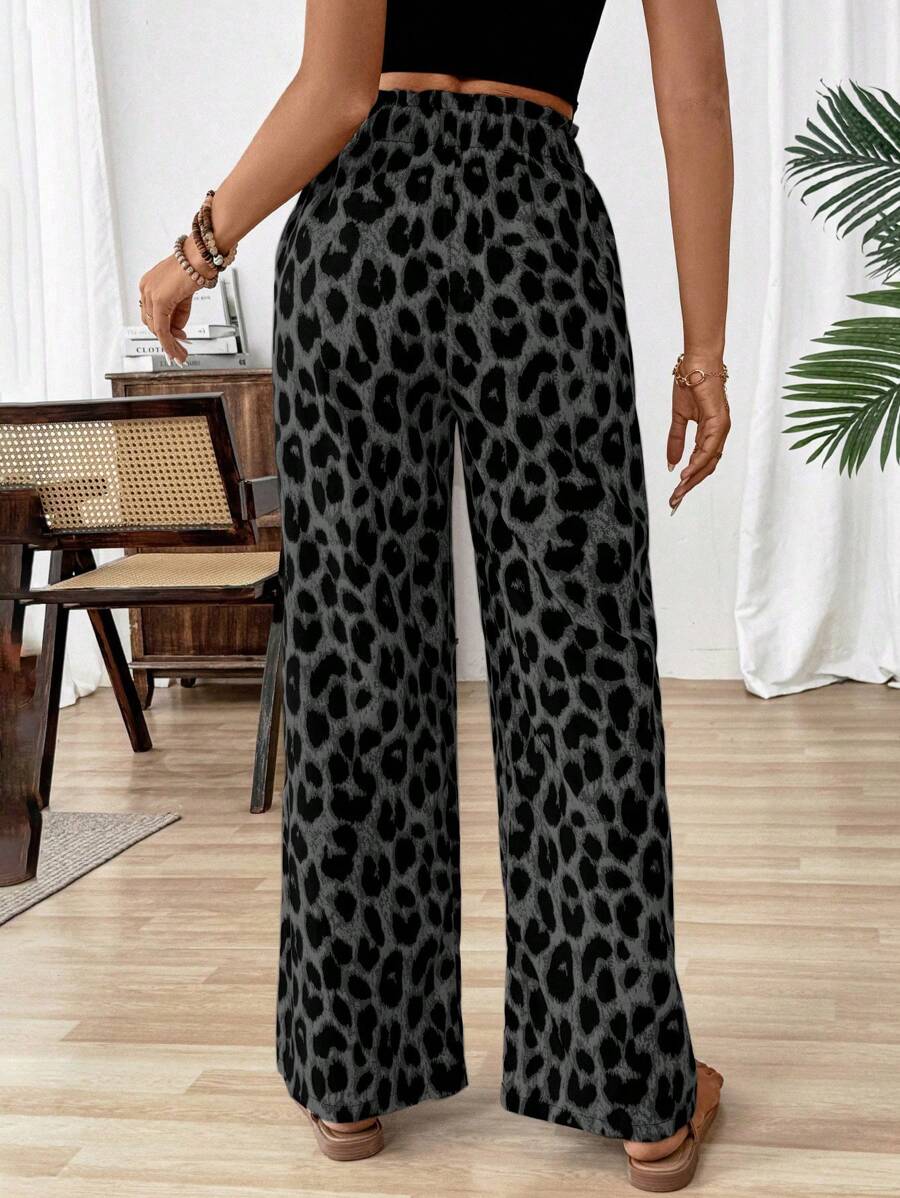 Ženske pantalone sa leopard printom, jesenja tkanina za žene