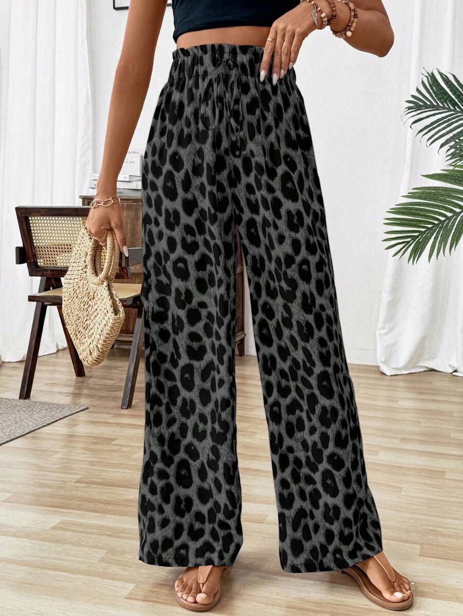 Ženske pantalone sa leopard printom, jesenja tkanina za žene