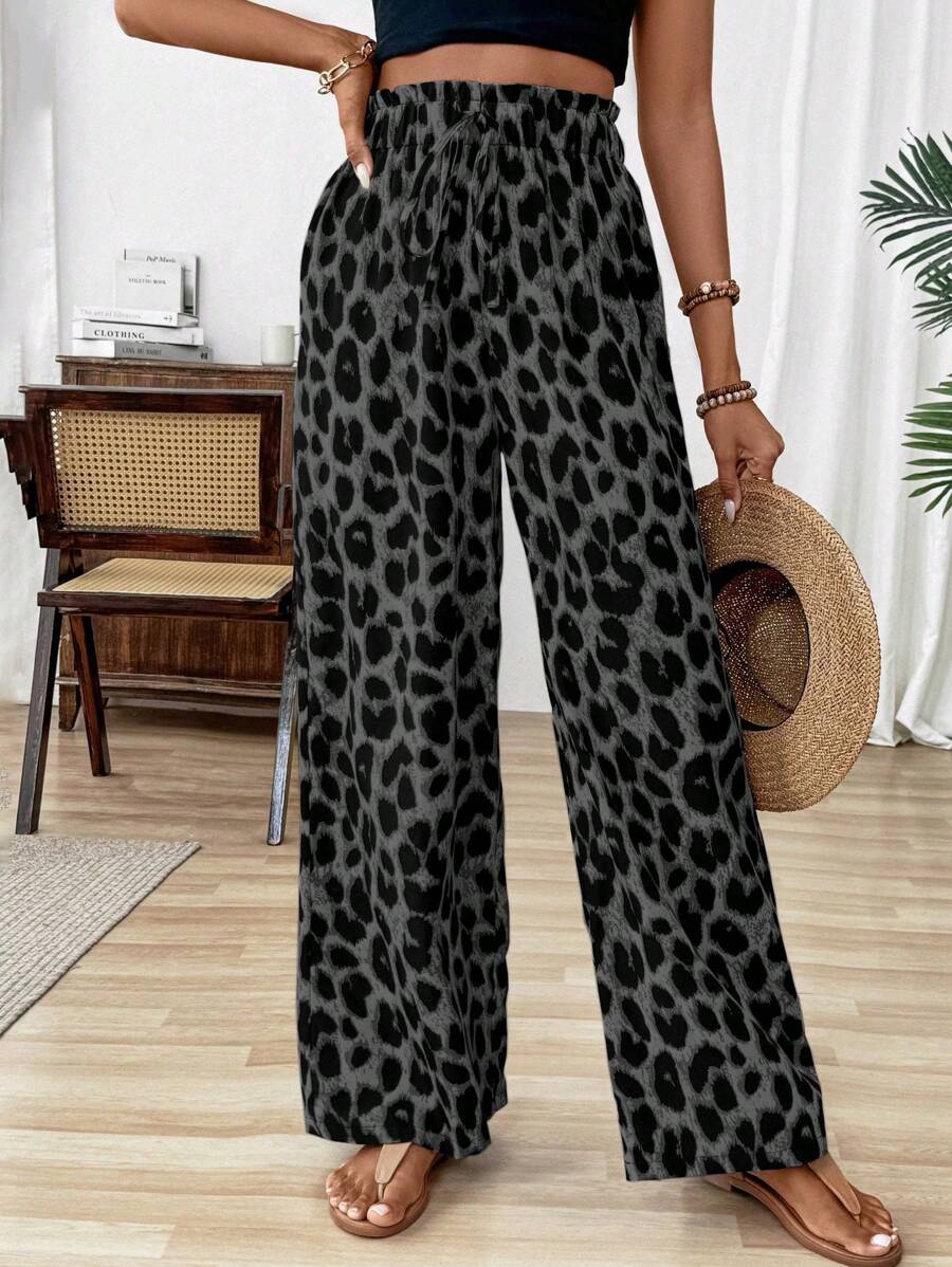 Ženske pantalone sa leopard printom, jesenja tkanina za žene