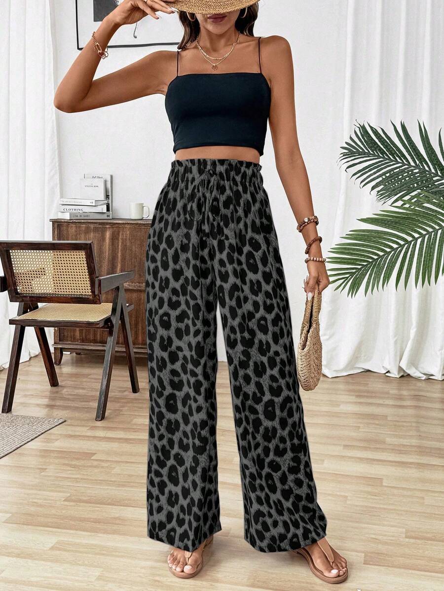 Ženske pantalone sa leopard printom, jesenja tkanina za žene