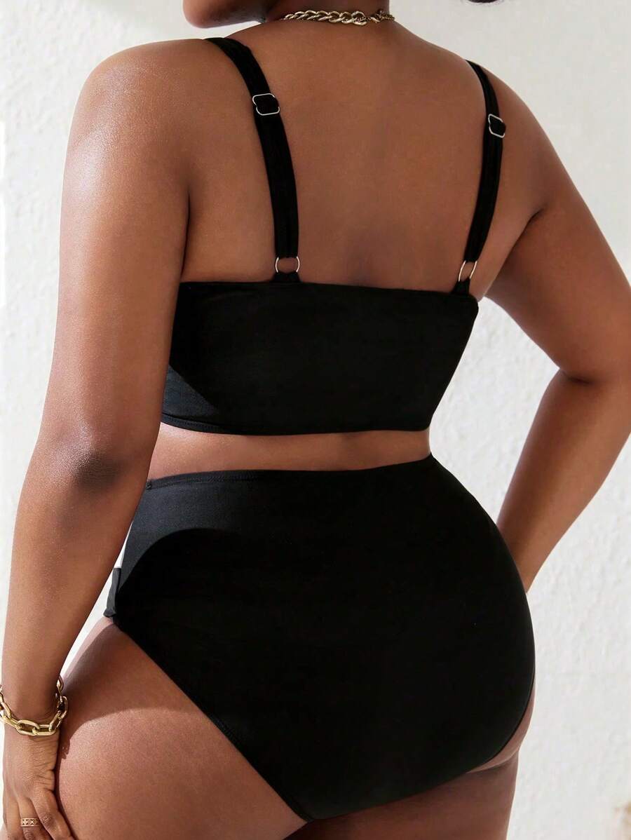 Ženski tankini set za plivanje plus size, 2 dela
