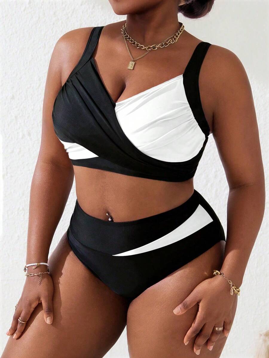 Ženski tankini set za plivanje plus size, 2 dela