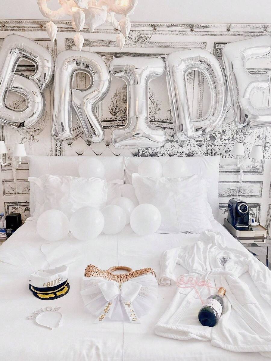 Set od 25 balona za mladu, beli baner "BRIDE" od 40 inča