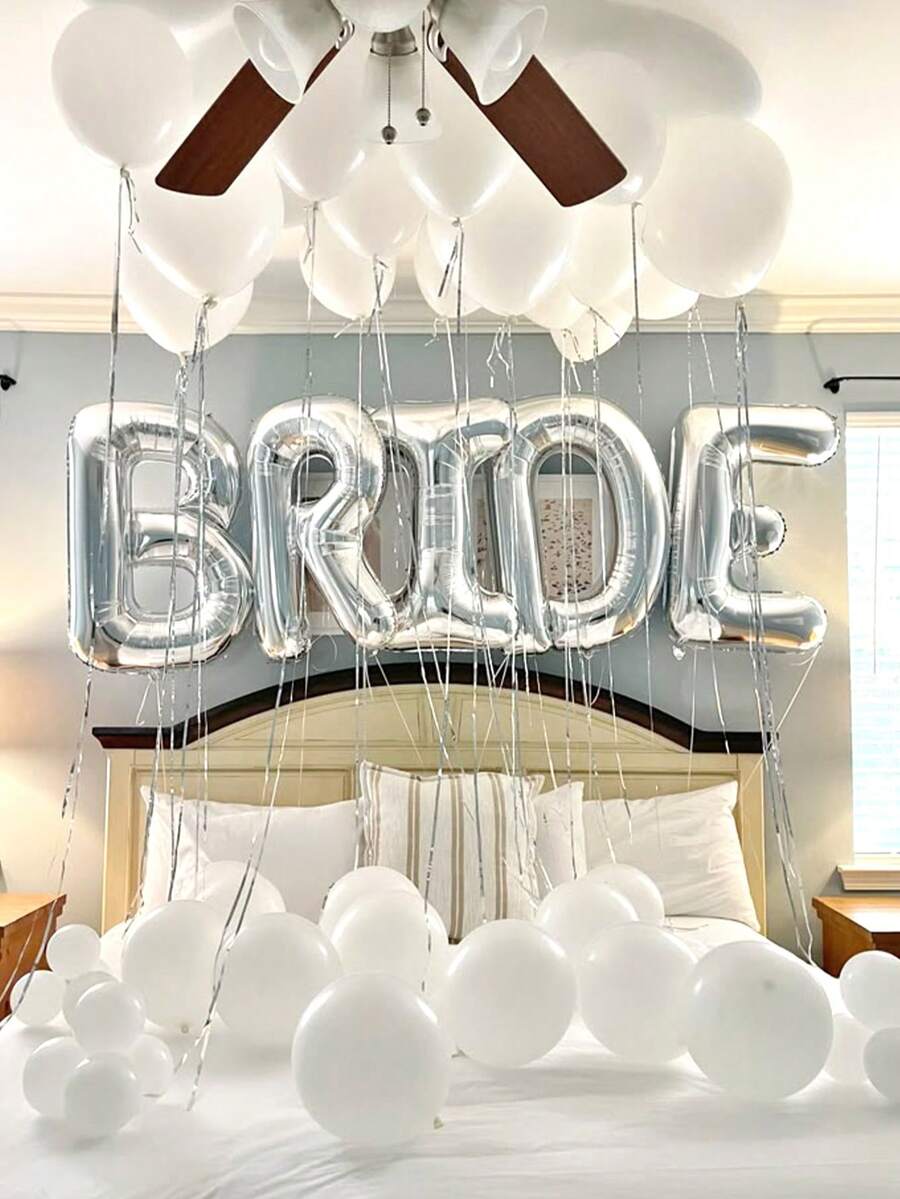 Set od 25 balona za mladu, beli baner "BRIDE" od 40 inča
