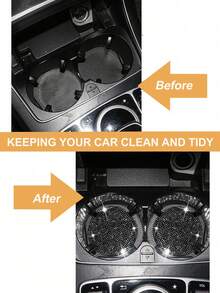 2pcs Sparkling Diamond-Decor Automotive Anti-Slip Coasters