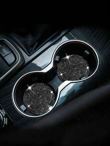 2pcs Sparkling Diamond-Decor Automotive Anti-Slip Coasters