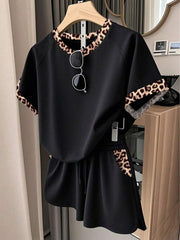 Ženski Casual Komplet sa Leopard Print Majicom i Šorts