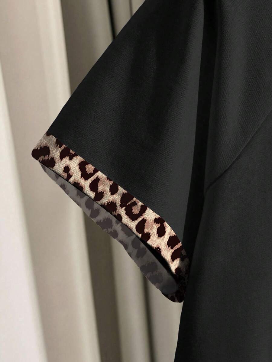 Ženski Casual Komplet sa Leopard Print Majicom i Šorts