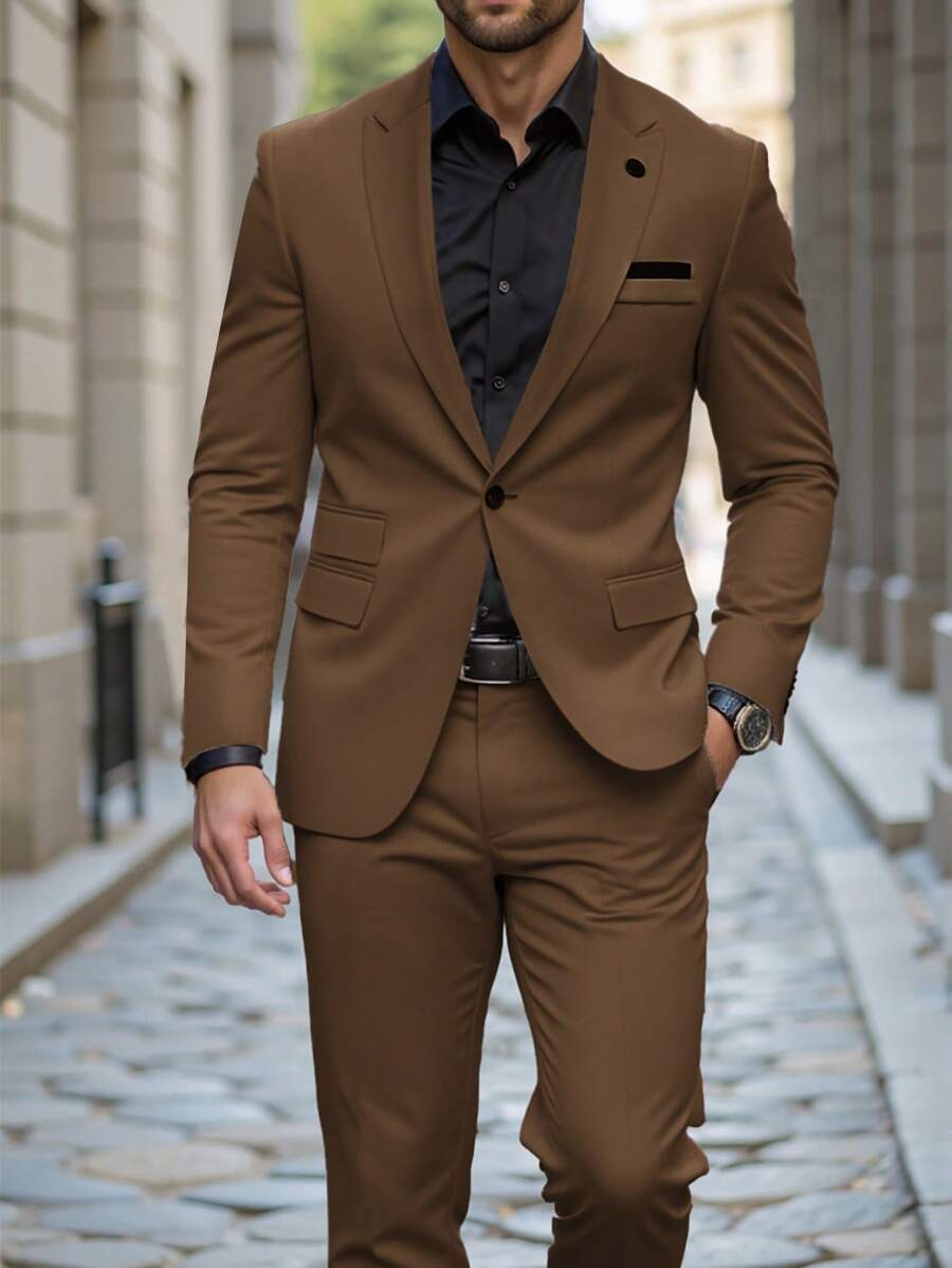 Muški poslovni set sa užim krojem, sako sa špicastim reverima i pantalone
