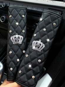 2pcs Car Diamond Shoulder Protector Pads, Leather Car Anti-Pinch Protection Covers