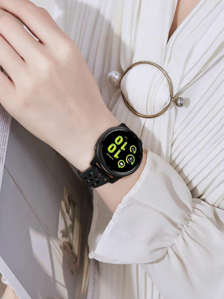20mm dvobojna silikonska narukvica za sat sa cvetnim reljefom, kompatibilna sa Samsung Galaxy Watch 7 6 5 4 40mm 44mm/5 Pro/6 Classic 47mm/Watch 4 Classic/Active 2, 45mm/Watch 3/Watch 4 Classic 42mm 46mm Watch 6 47mm 43mm