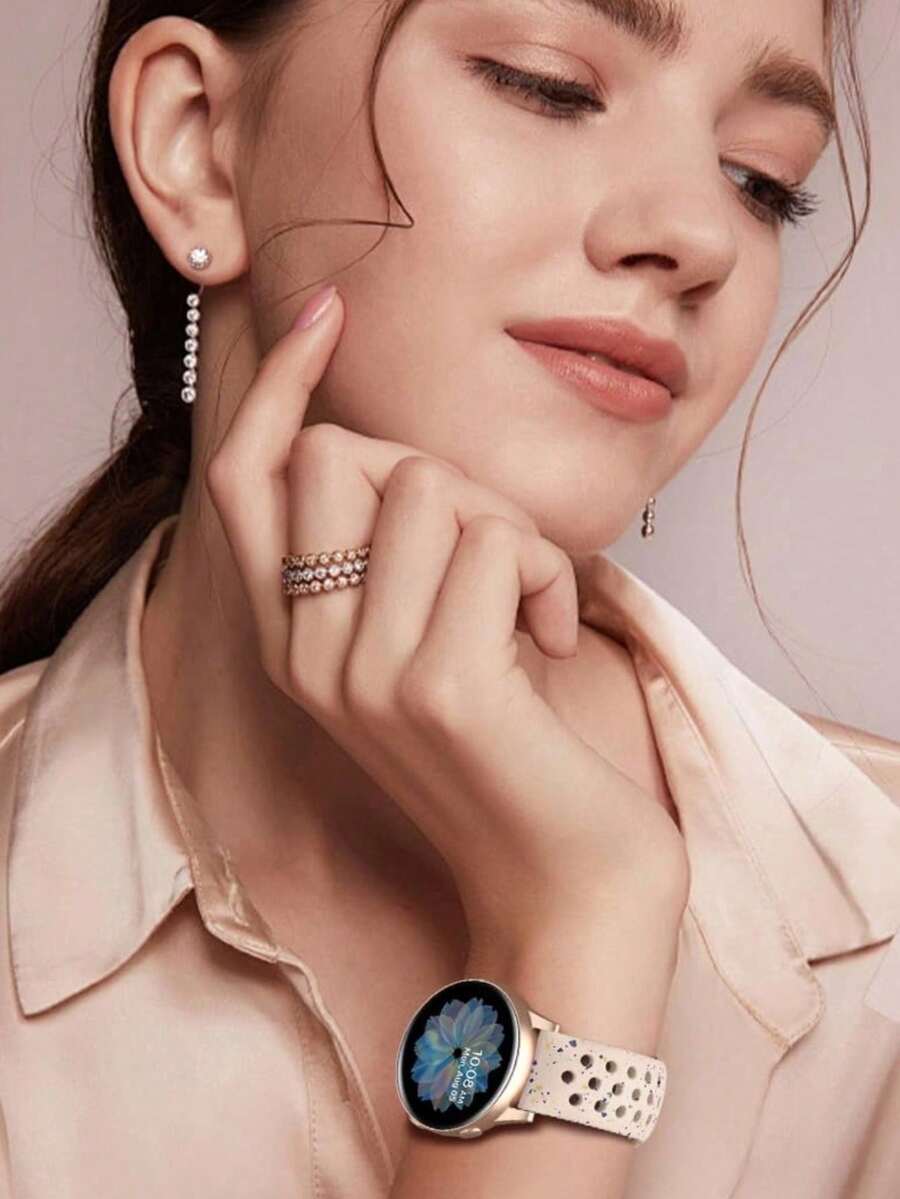 20mm dvobojna silikonska narukvica za sat sa cvetnim reljefom, kompatibilna sa Samsung Galaxy Watch 7 6 5 4 40mm 44mm/5 Pro/6 Classic 47mm/Watch 4 Classic/Active 2, 45mm/Watch 3/Watch 4 Classic 42mm 46mm Watch 6 47mm 43mm