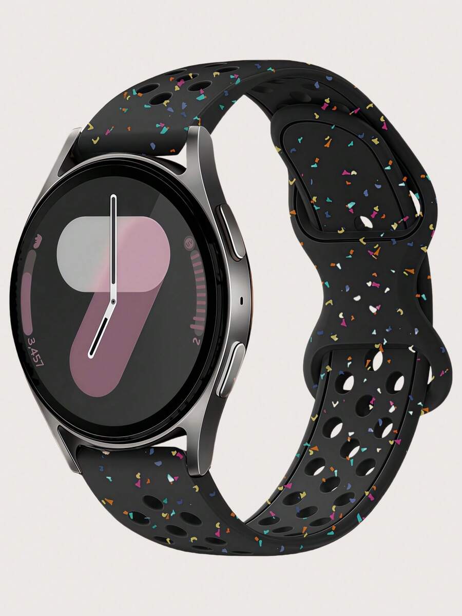 20mm dvobojna silikonska narukvica za sat sa cvetnim reljefom, kompatibilna sa Samsung Galaxy Watch 7 6 5 4 40mm 44mm/5 Pro/6 Classic 47mm/Watch 4 Classic/Active 2, 45mm/Watch 3/Watch 4 Classic 42mm 46mm Watch 6 47mm 43mm