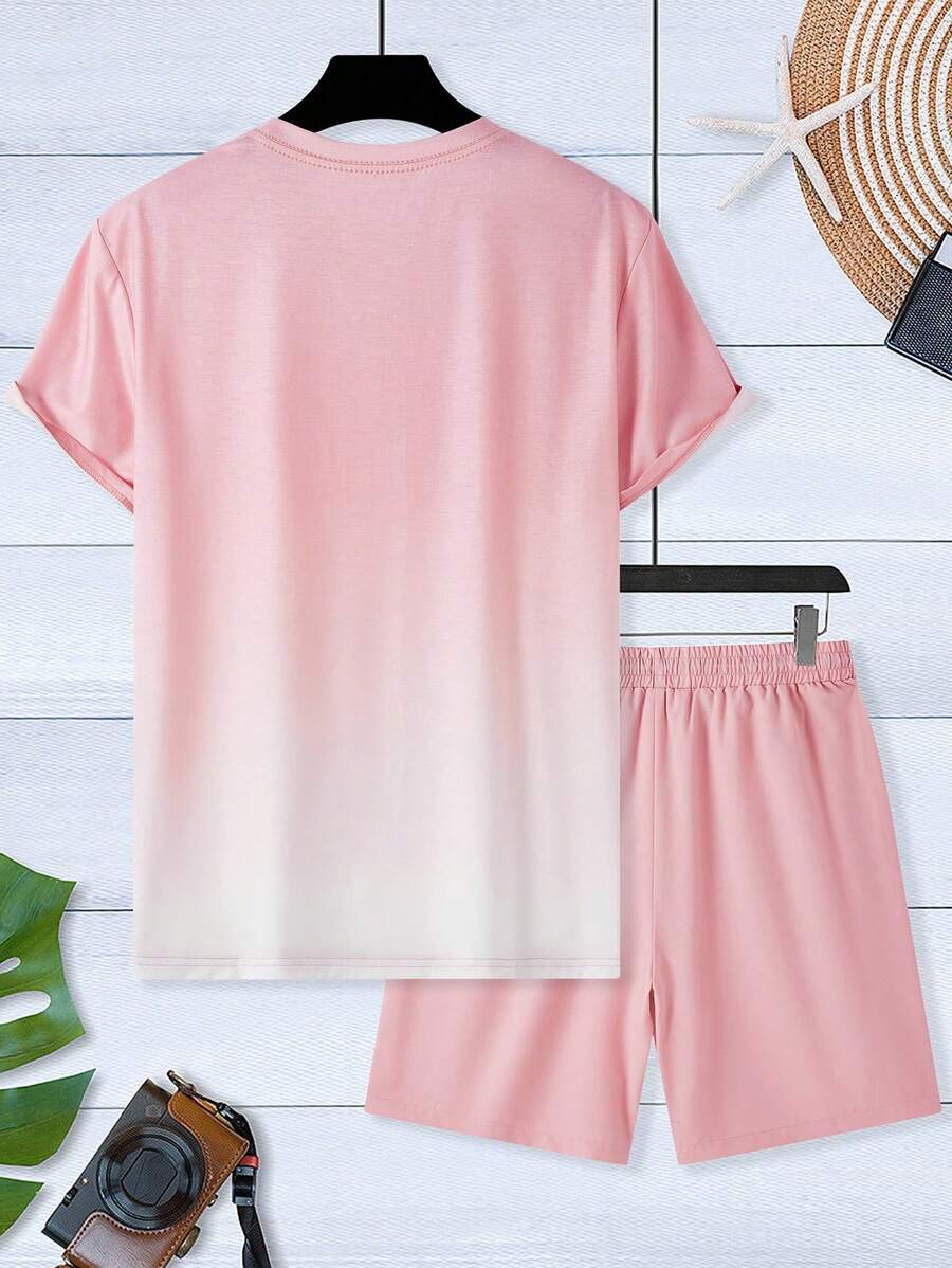 Muški set majica sa ombre efektom, okruglim izrezom, kratkim rukavima i širokim krojem