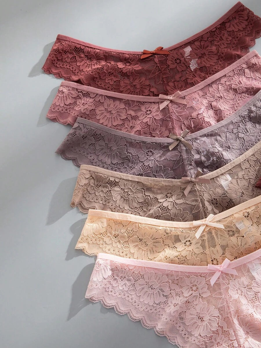 12 kom/pakovanje ženske elegantne i udobne bikini gaćice sa čipkastom ivicom