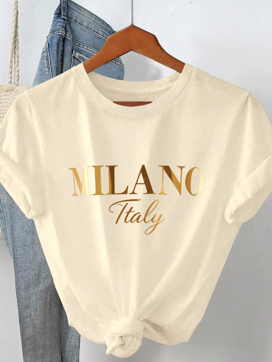 Ženska majica plus size ležerna  elegantan luksuzan dizajn sa sjajnim zlatnim printom