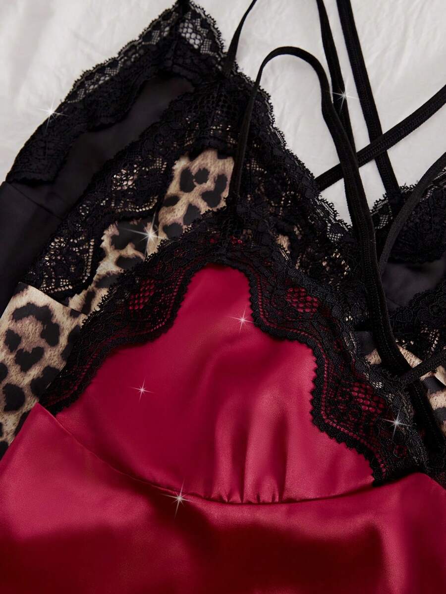 Ženski seksi set od 3 komada, noćna haljina sa ukrštenim kaiševima
