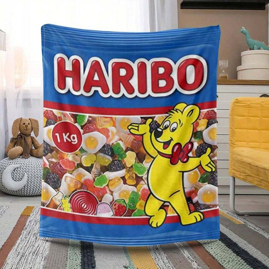 Udobno flanelirano ćebe za sve sezone sa motivom slatkiša – vibrantno, hipoalergeno i udobno