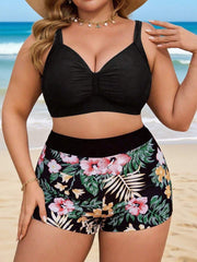 Tankini set za plivanje u 2 dela za plus size, sa tankim kaišićima