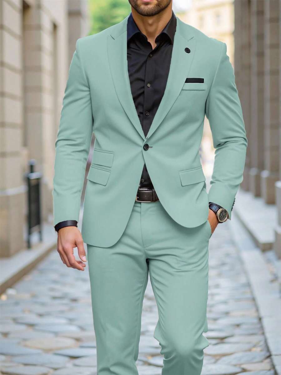 Muški poslovni set sa užim krojem, sako sa špicastim reverima i pantalone