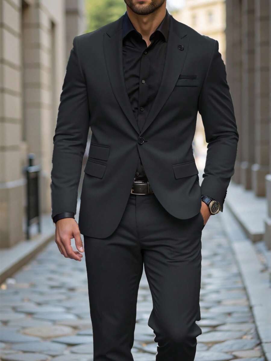 Muški poslovni set sa užim krojem, sako sa špicastim reverima i pantalone