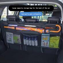 1pc Car Trunk Storage Mesh Bag, Organizer Compartment Holder For SUV, MPV, Rear Seat, For Umbrella, Racket