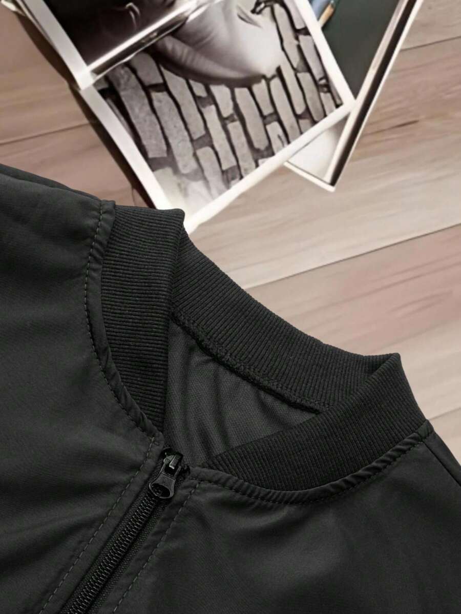 Muška bejzbol jakna od PU kože jednobojna sa dugim rukavima