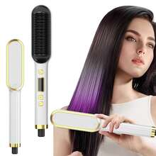 Ceramic Straightening Brush, With LCD Display And Adjustable Temperature, Suitable For All Hair Types, Anti-Scald Teeth Design, Creates Smooth And Frizz-Free Hair - The Perfect Gift For Women
