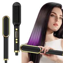 Ceramic Straightening Brush, With LCD Display And Adjustable Temperature, Suitable For All Hair Types, Anti-Scald Teeth Design, Creates Smooth And Frizz-Free Hair - The Perfect Gift For Women