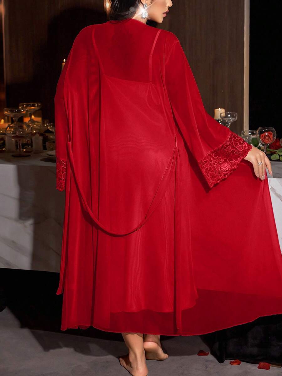 Set od 2 komada luksuzne čipkaste noćne haljine pidžama set, plus size