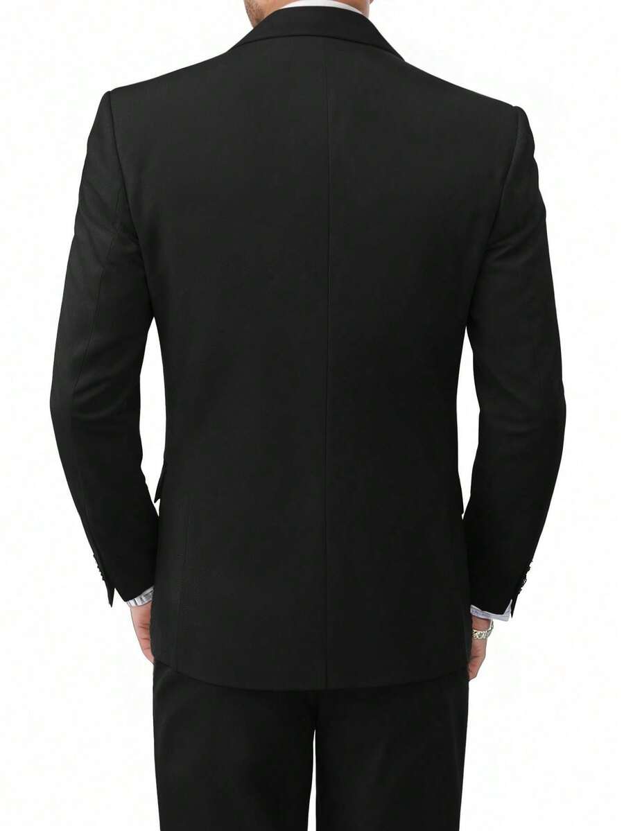 Muški poslovni komplet od 3 dela, uključuje sako, prsluk i pantalone, jednobojni, slim fit