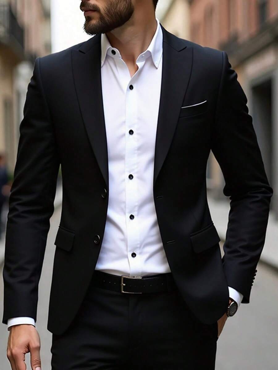 Muški poslovni komplet od 3 dela, uključuje sako, prsluk i pantalone, jednobojni, slim fit