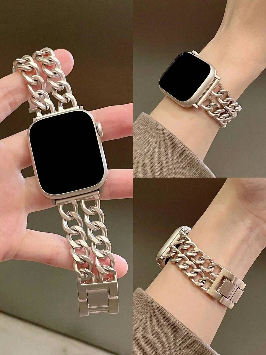 Ženska narukvica za sat od nerđajućeg čelika i kože, kompatibilna sa Apple Watch 42mm, 38mm, 40mm, 41mm, 44mm, 45mm, 46mm, 49mm