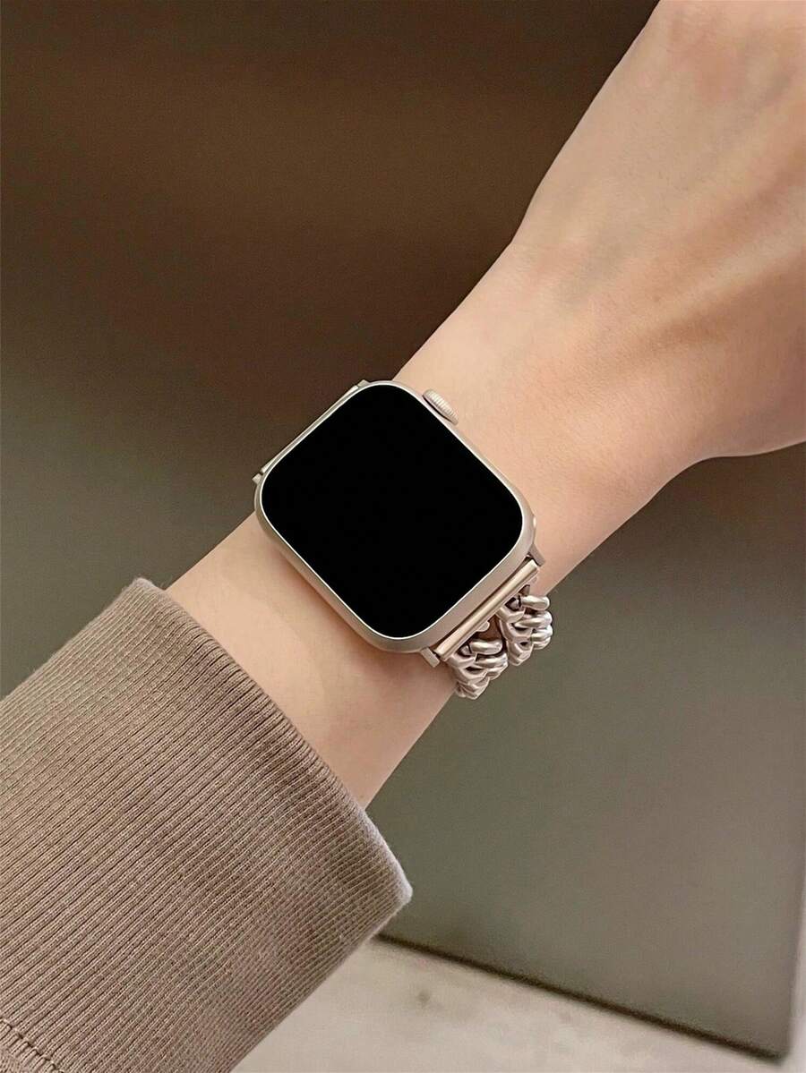 Ženska narukvica za sat od nerđajućeg čelika i kože, kompatibilna sa Apple Watch 42mm, 38mm, 40mm, 41mm, 44mm, 45mm, 46mm, 49mm