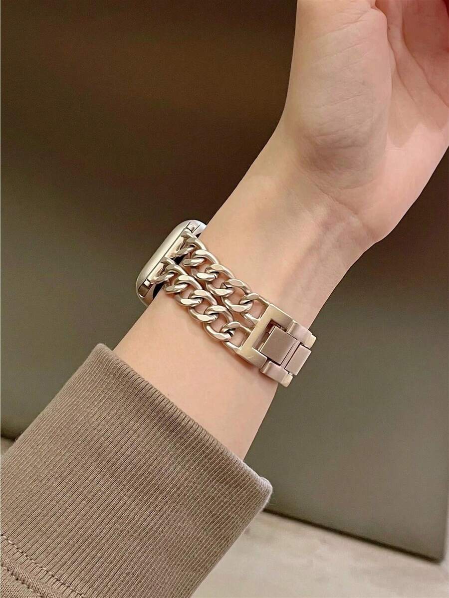 Ženska narukvica za sat od nerđajućeg čelika i kože, kompatibilna sa Apple Watch 42mm, 38mm, 40mm, 41mm, 44mm, 45mm, 46mm, 49mm