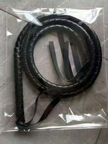 1pc Western Farm Adult Western Cowboy Whip - Leather Black Bull Whip