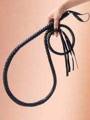 1pc Western Farm Adult Western Cowboy Whip - Leather Black Bull Whip