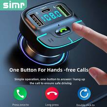 simr Lossless Audio Quality Bluetooth Wireless Car MP3 Player, FM Transmitter With Dual USB Fast Charging, PD Type-C USB, One-Key Hands-Free Calling, Car Audio Receiver