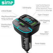 simr Lossless Audio Quality Bluetooth Wireless Car MP3 Player, FM Transmitter With Dual USB Fast Charging, PD Type-C USB, One-Key Hands-Free Calling, Car Audio Receiver
