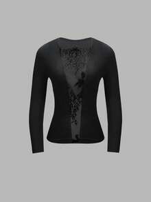 Women's Lace Patchwork Sheer Lace Splice T-Shirt