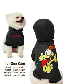 GARFIELD | SHEIN 1pc Dog Print Pet Hooded Sweatshirt, Cat Clothes, Dog Clothes, Sizes XXS-XXXXL, Extra Small, Extra Large