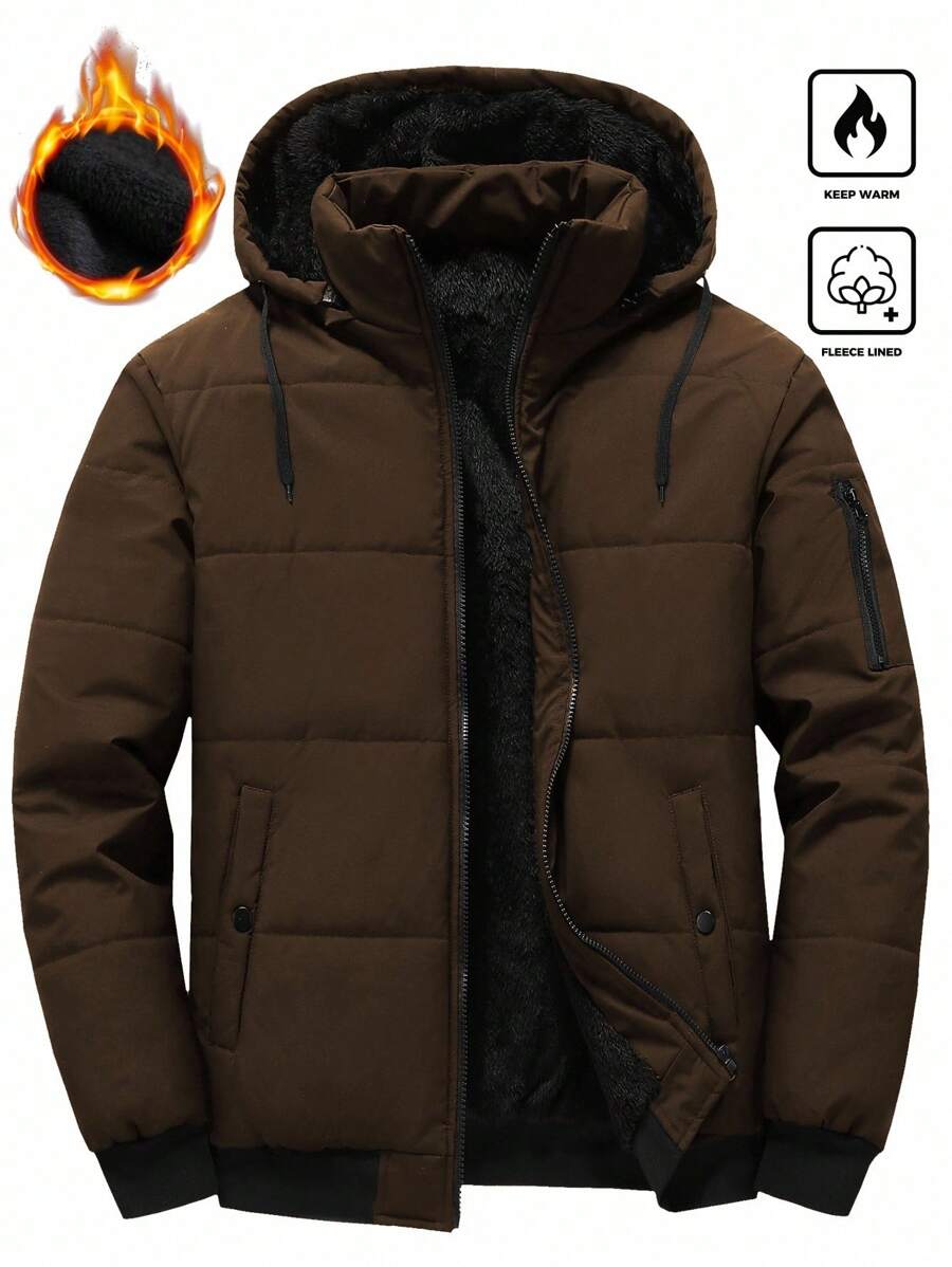 Muški dugi topli  outdoor kaput sa punjenjem za zimu, sa kapuljačom