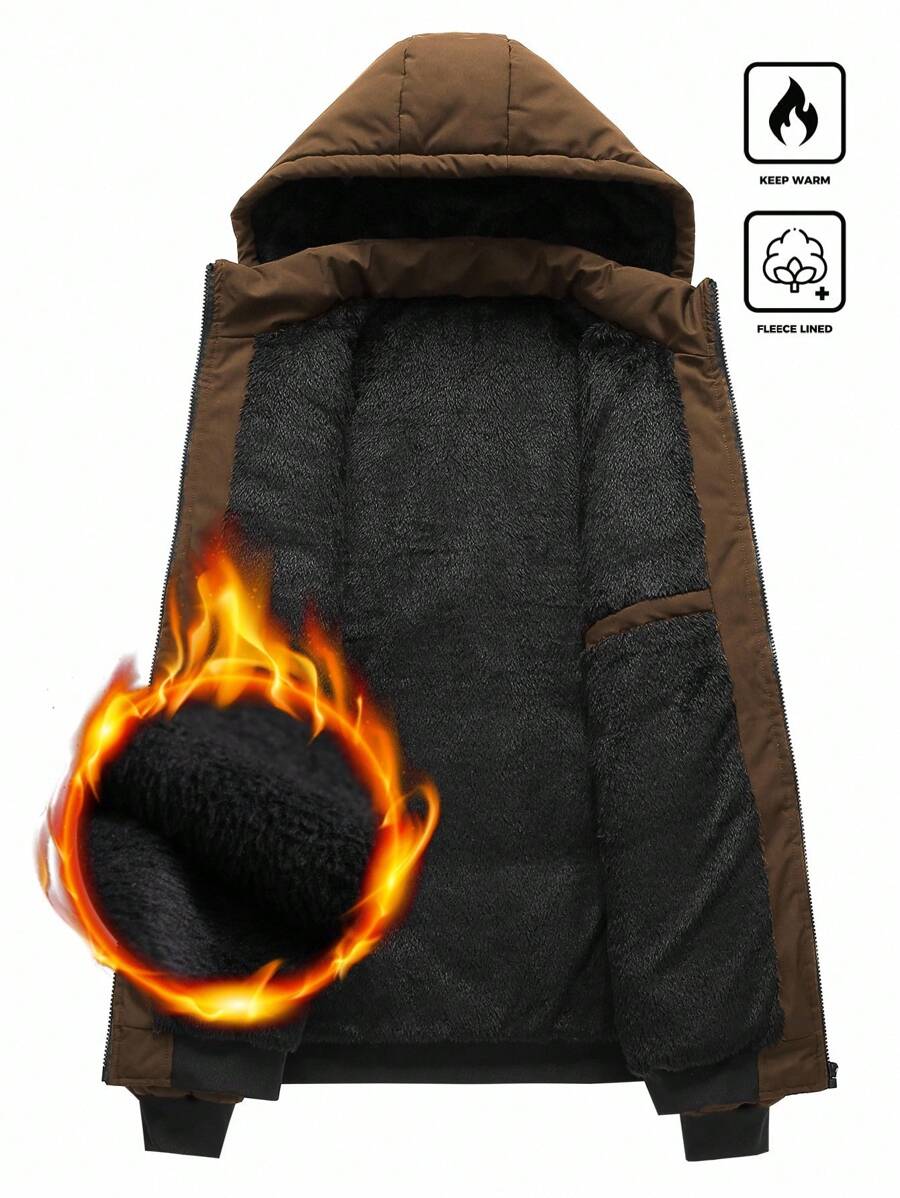 Muški dugi topli  outdoor kaput sa punjenjem za zimu, sa kapuljačom