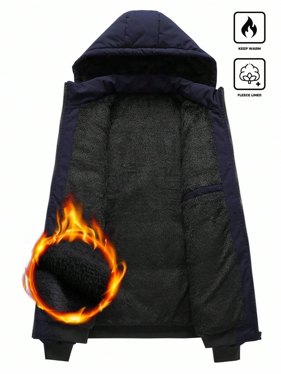 Muški dugi topli  outdoor kaput sa punjenjem za zimu, sa kapuljačom